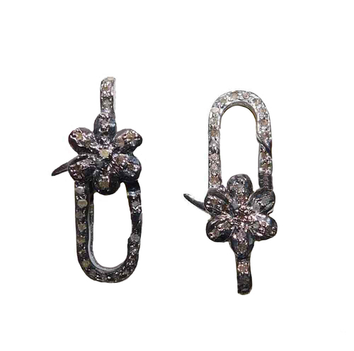 Starling Silver Handmade Pave Diamond Flower Style Clasp Lock - Gender: Women