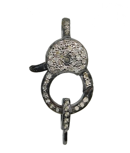 Starling Silver Handmade Natural Pave Diamond Clasp Lock - Gender: Women