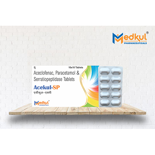 Aceclofenac 100 mg, Paracetamol  325 mg & Serratiopeptidase 15 mg Tablet