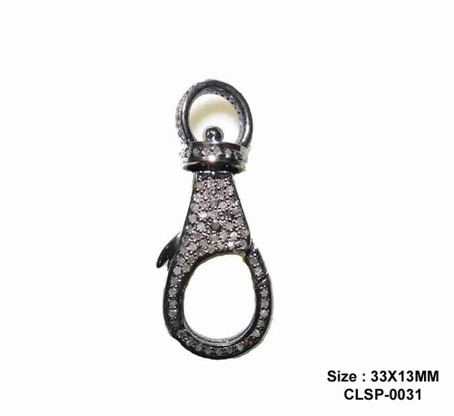 925 Starling Silver Handmade Pave Diamond Unique Clasp Lock