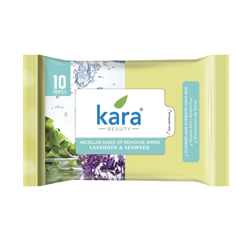 Kara Refresh Micellar Make-Up Removal Wipes Lavender & Seaweed 10 pulls