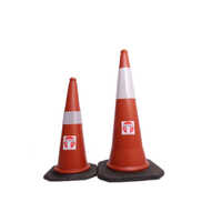 Traffic Cone 1000 Mm - Plastic, Size 490 * 490 Mm, Color Red, Weight 3.5 Kg | Flexible Design For Road Safety Compliance