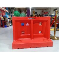 Nilkamal Fillable Barrier - Plastic, 1655 Mm X 650 Mm X 960 Mm , Water Fillable, Industrial & Road Safety Use, Manual Function, Red Color