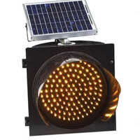 Solar Traffic Blinker - Plastic, 300 Mm | Red Body, Solar Powered, Yellow Light