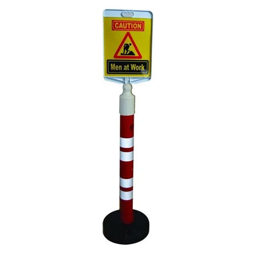 Red Plastic Bollard With Message Plate