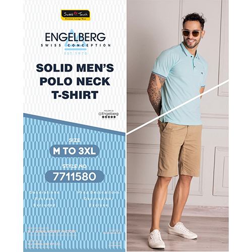 Solid Mens Polo Neck T-Shirt