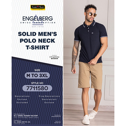 Polo Neck Solid Mens T-Shirt