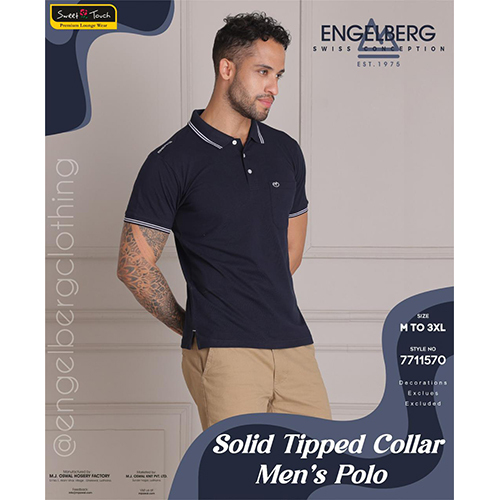 Solid Tipped Collar Mens Polo T-Shirt