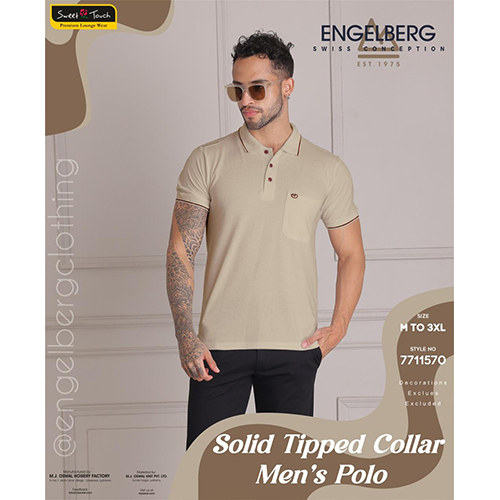 Solid Tipped Collar Polo T-Shirt