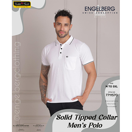 Solid Tipped Polo Collar T-Shirt