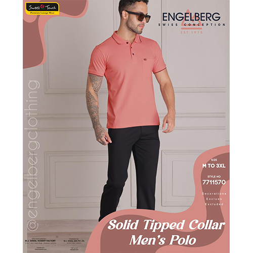 Solid Tipped Polo Collar T-Shirt for Men