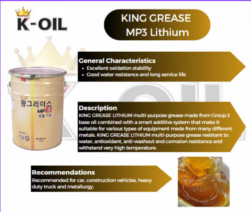 KING GREASE LITHIUM MP3 grease oil multi-purpose anti oxidant grease factory price for machines and vehicle Vietnam