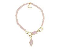 Natural Rose Quartz And Pink Chalcedony Gemstone Beaded Necklace