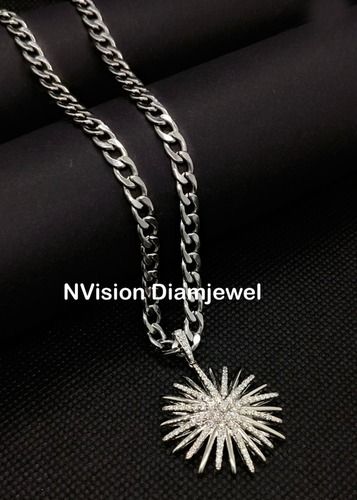 White Gold Natural Diamond Sun Aura Pendant