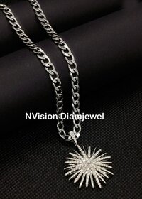 White Gold Natural Diamond Sun Aura Pendant - Diamond Carat Weight: 1.04 Carat