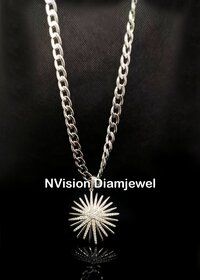 White Gold Natural Diamond Sun Aura Pendant