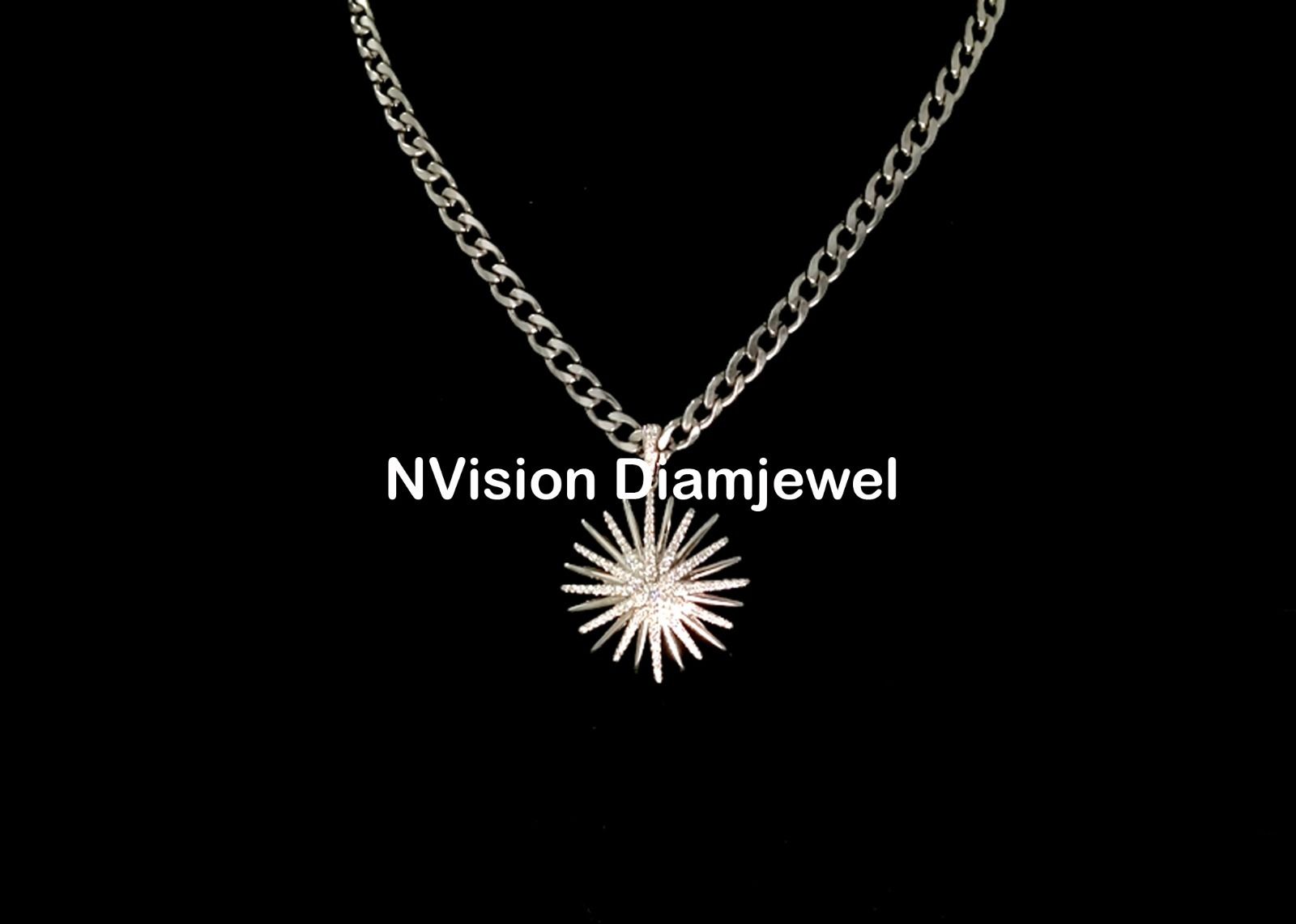 White Gold Natural Diamond Sun Aura Pendant