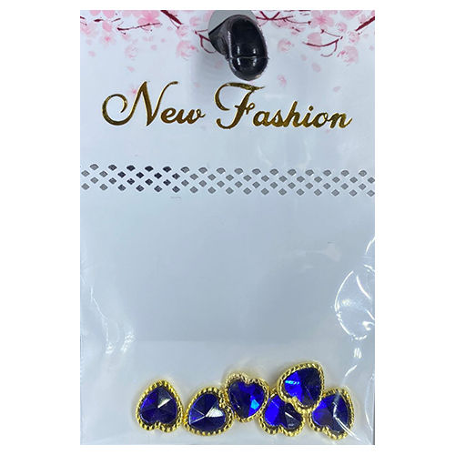 Heart Shape Nail Rhinestone Stickers - Color Code: Golden & Blue