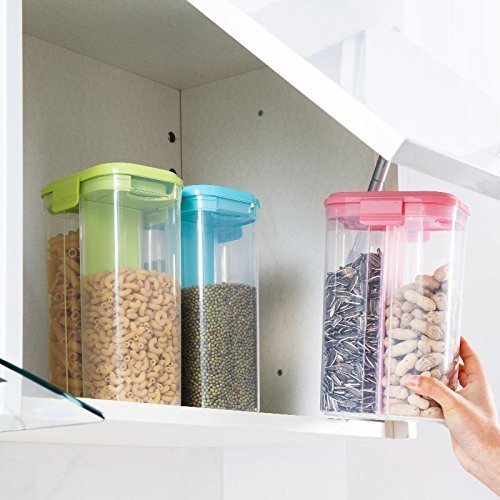 PLASTIC 2 SECTIONS AIR TIGHT TRANSPARENT FOOD GRAIN  (2147)
