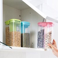 PLASTIC 2 SECTIONS AIR TIGHT TRANSPARENT FOOD GRAIN  (2147)