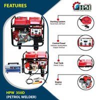 300 Amps - 9.KW Petrol Run Welding Generator  Model HPW-350D Recoil and Self Start