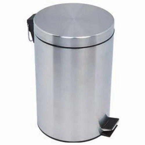 Silver Stainless Steel Paddle Dust Bin