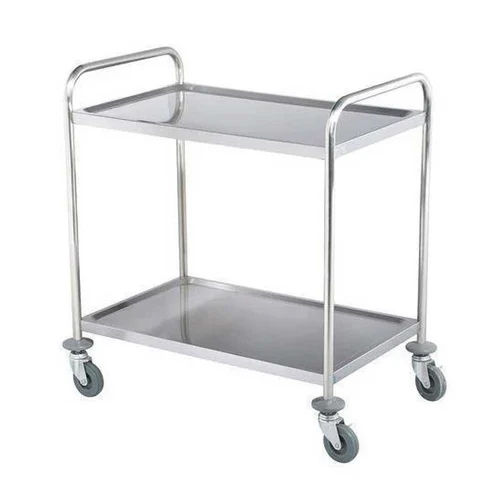 Silver Ss 2 Tier Serving Trolley