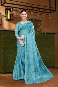Women Chiffon Saree -9 - Color: Blue