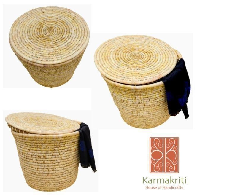 Round Handcrafted Sabai Grass Storage basket