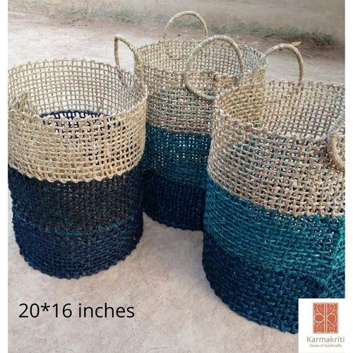 Large Handmade Sabai Grass Laundry basket with Handles 20*16 inches