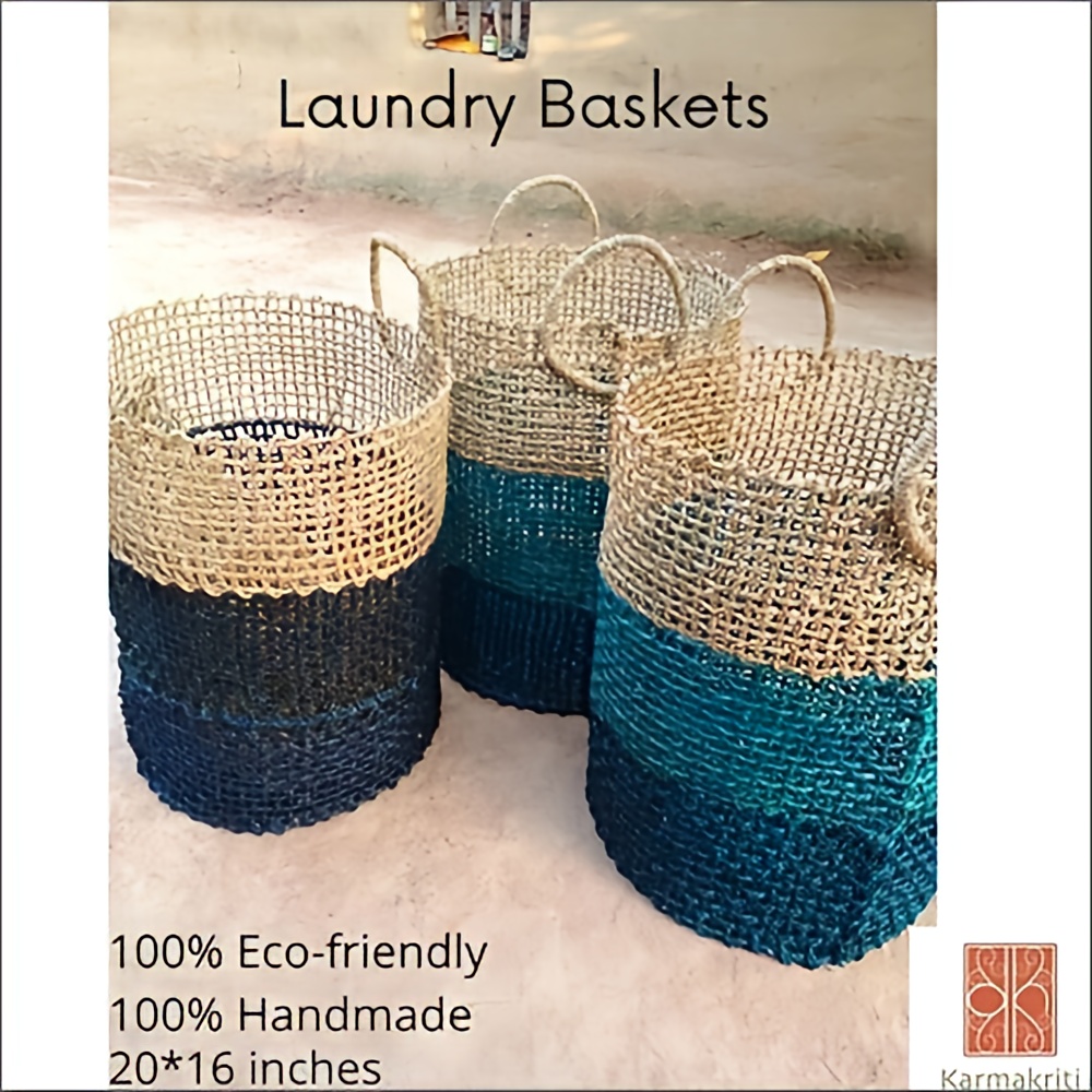 Large Handmade Sabai Grass Laundry basket with Handles 20*16 inches