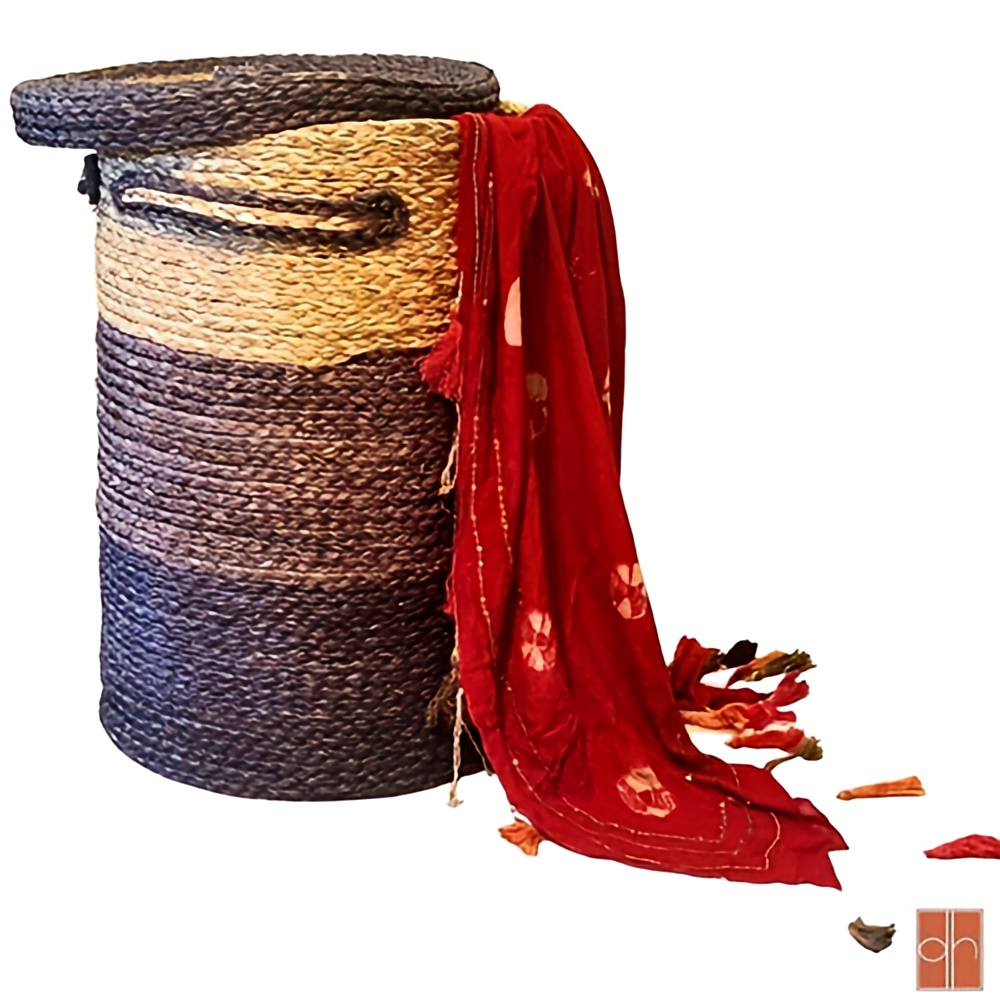 Large Handmade Sabai Grass Laundry basket with a lid and Handles 20*16 inches