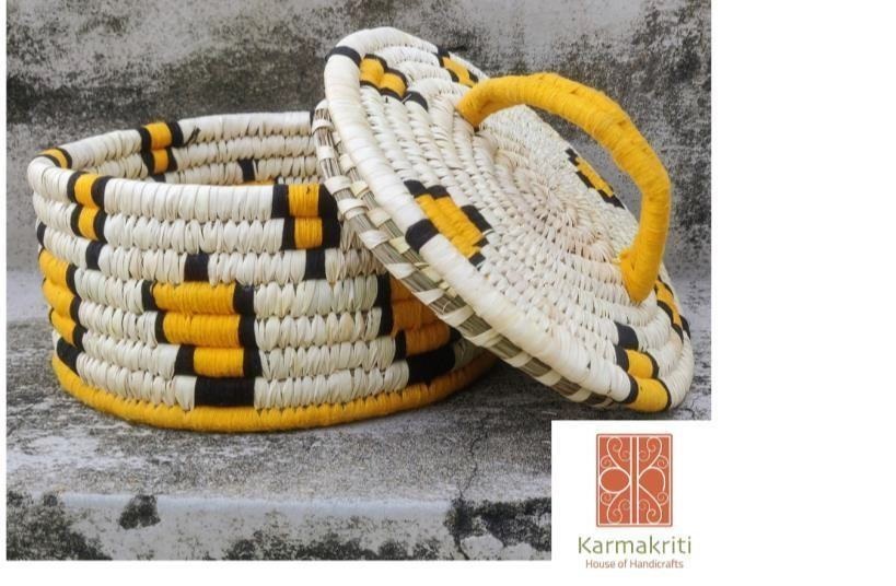 Designer Sabai Gift basket | Handmade Sabai Grass Casserole 8*3 inches