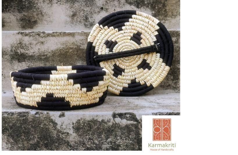 Designer Sabai Gift basket | Handmade Sabai Grass Casserole 8*3 inches