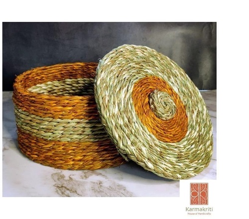 Handmade Round Sabai Grass Shelf basket 8*3 10*5 inches