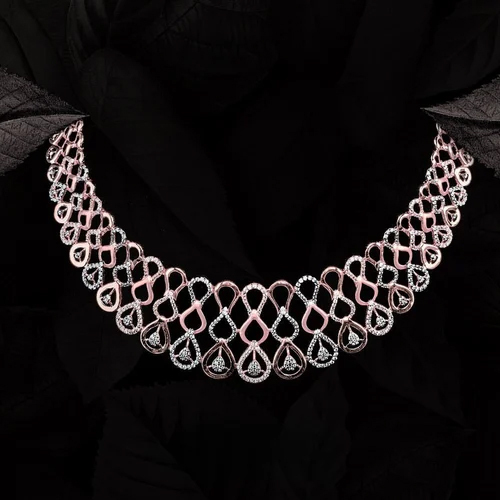 Diamond Studded Gold Necklace set