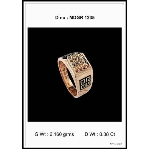 Diamond studded gold gents ring