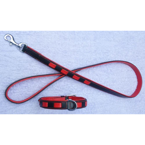 Red And Black Leather Dog Leash