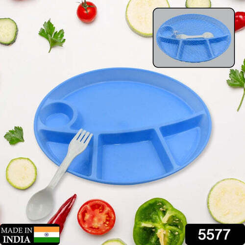 PLASTIC FOOD PLATES / BIODEGRADABLE 5 COMPARTMENT PLATE (5577