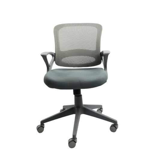 Adhunika Revolving Office Chair With Net Back And Cushion Seat (Grey)