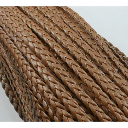 Brown Flat Braided Leather Cord