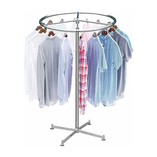 Different Available Chrome Round Baring Clothing Display Stand For Clothing Store