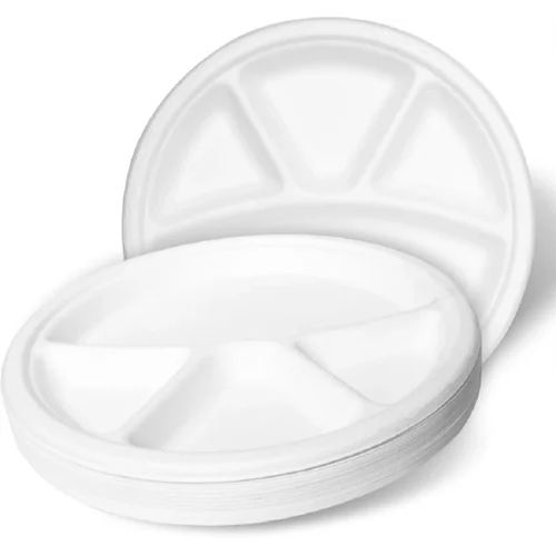 9Inch Four Compartment Bagasse Disposable Plate Application: Event And Party