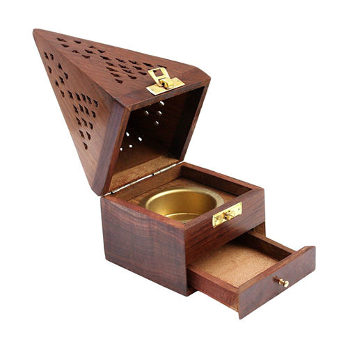 Sheesham Wood Incense Holder With Drawer