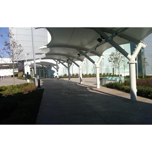Tensile Membrane Structures - Steel Frame With Durable Pvc Panel Material | Long Lasting, Stylish White Roof For Villas, Workshops, Hotels, And More