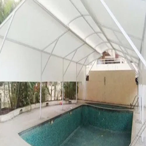 Swimming Pool Tensile Structures - Steel Frame, Custom Dimensions, Classic White Color | Durable Polyester Roof, Long Life Span, Stylish Design