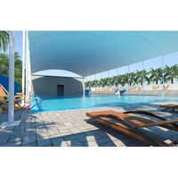 Swimming Pool Tensile Structure - Durable Polyester Roof, Customizable Dimensions, Sturdy Steel Frame, Elegant White Finish