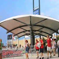 Stadium Tensile Structures - Steel, Custom Dimensions , Sleek White Finish With Long Lasting Polyester Roof