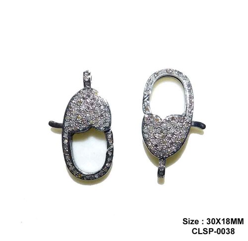 925 Starling Silver Handmade Pave Diamond Fancy Unique Clasp Lock - Gender: Men