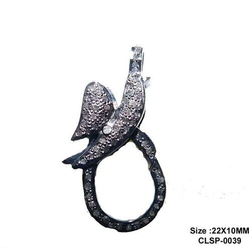 925 Starling Silver Handmade Pave Diamond Bird Style Unique Clasp Lock